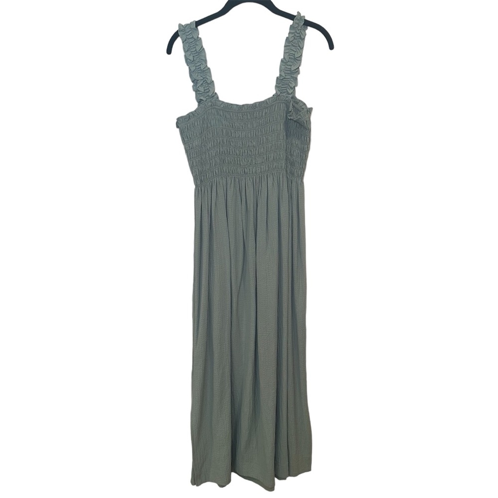 Calvin Klein Midi Dress - Light Green Medium Smocked with a Slit - Picture 4 of 6
